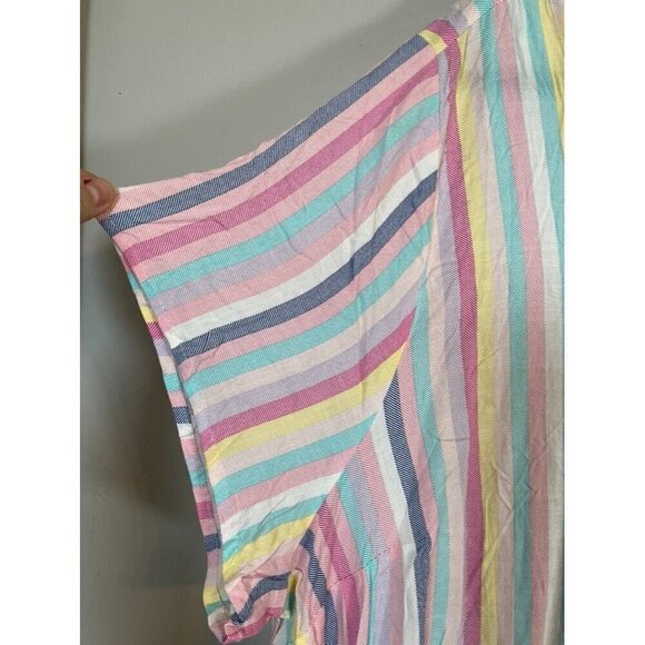 Torrid Top Women 4X Pink Pullover Rainbow Summer Feminine Whimsical Tropical 80s - Picture 4 of 12